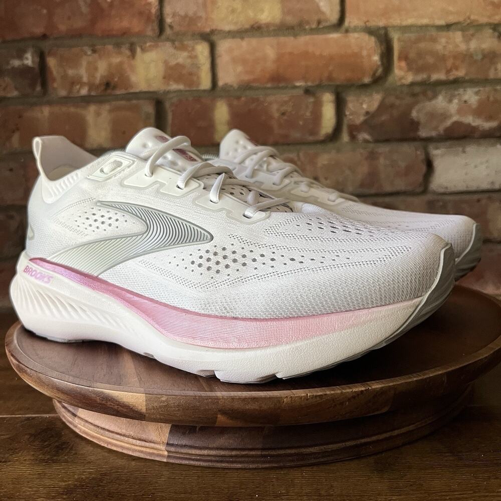 Brooks Glycerin 23 Womens 12 White Pink Cushioned Running Walking Shoes Sneakers - Picture 2 of 16
